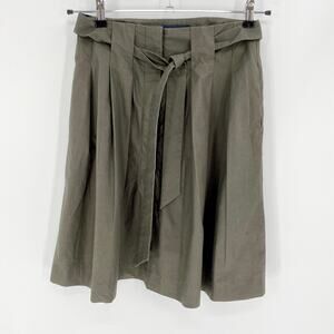 BANANA REPUBLIC Womens Skirt Cotton Size 2 Pleated Self-Tie Belt Mini A-Line